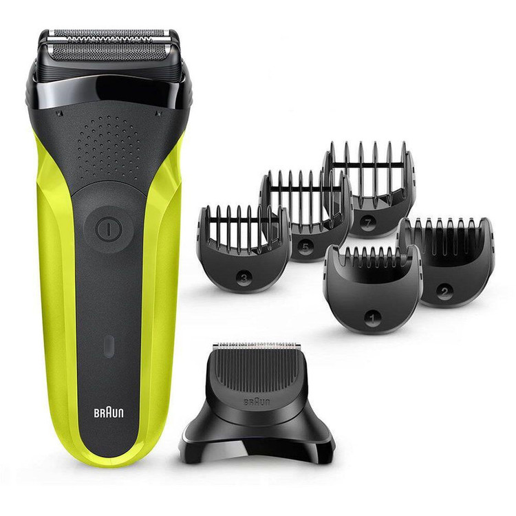 ماشین اصلاح موی صورت براون مدل S3 300BT با تیغه استیل پیشرفته، اصلاح فویلی، قابلیت اصلاح با شماره صفر، باتری شارژی، مدت زمان استفاده 30 دقیقه، همراه با 5 شانه کوتاهی ریش و شارژر