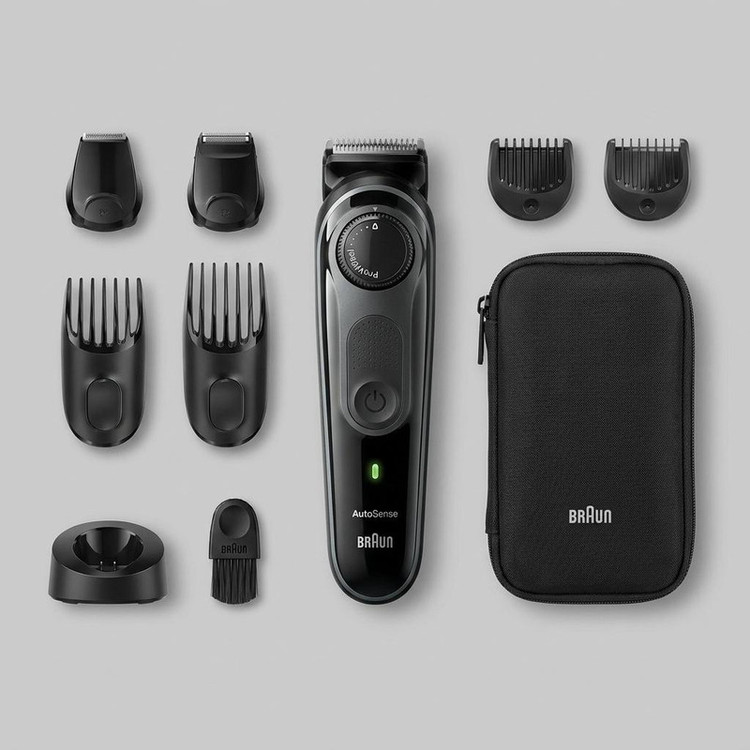 ماشین اصلاح صورت و بدن شارژی براون مدل BT7350 ضدآب با فناوری AutoSense، تیغههای خودتیزشونده استیل ضدزنگ، باتری لیتیومیون با 100 دقیقه کارکرد، شارژ سریع و تنظیم اصلاح با 39 شماره نیممیلیمتری