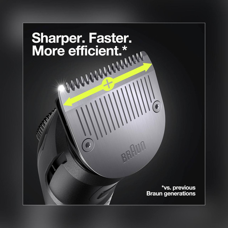 ماشین اصلاح صورت و بدن شارژی براون مدل BT7350 ضدآب با فناوری AutoSense، تیغههای خودتیزشونده استیل ضدزنگ، باتری لیتیومیون با 100 دقیقه کارکرد، شارژ سریع و تنظیم اصلاح با 39 شماره نیممیلیمتری