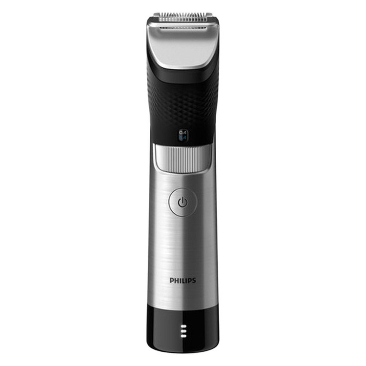 ماشین اصلاح موی صورت فیلیپس مدل BT9810/13 با تیغه استیل ضدزنگ، فناوری PowerAdapt Sensor، استفاده خشک و مرطوب، ضد آب، شانه فلزی قابل تنظیم، باتری لیتیوم یونی با شارژ سریع 60 دقیقه و زمان استفاده 120 دقیقه، طراحی ارگونومیک و منبع انرژی برق و باتری