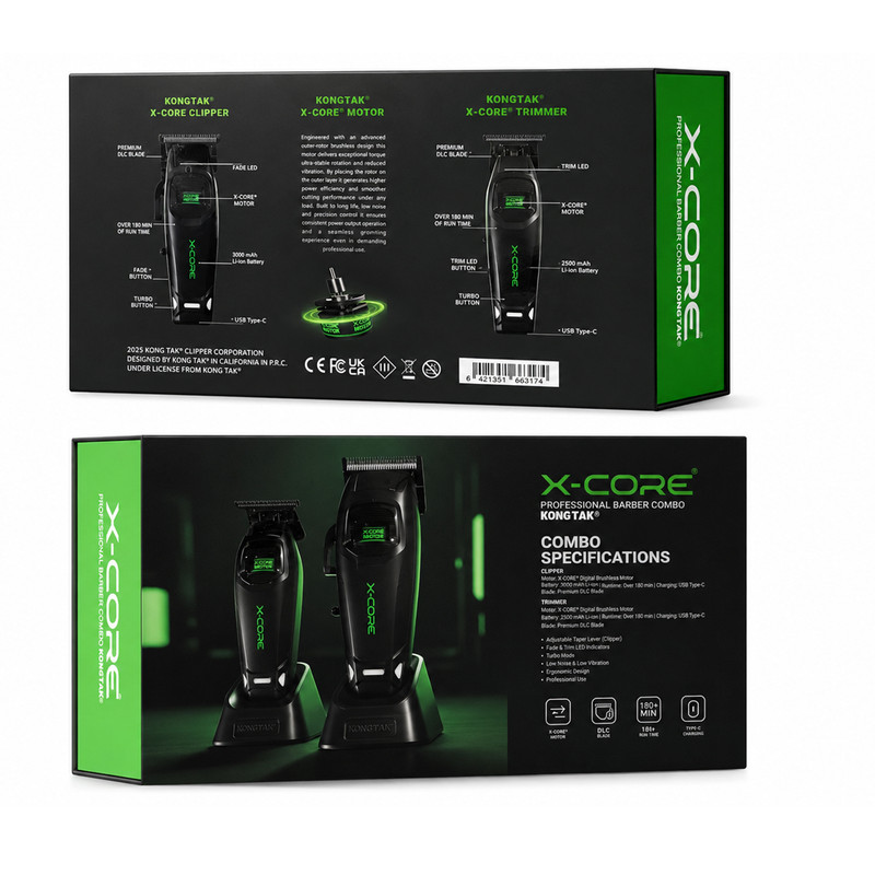 ست ماشین اصلاح موی سر و صورت شارژی کنگ تک مدل X-core بسته 2 عددی