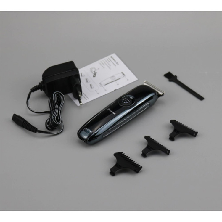 ماشین اصلاح موی سر و صورت جیمی مدل GM-6050 با تیغه استیل ضد زنگ، اصلاح برش مستقیم با دقت 0.1 میلیمتر، قابلیت صفرزن، خط زن و حجم زن، باتری با 70 دقیقه زمان استفاده و نمایشگر وضعیت شارژ و سه شانه اصلاح 1، 2 و 3 میلیمتری