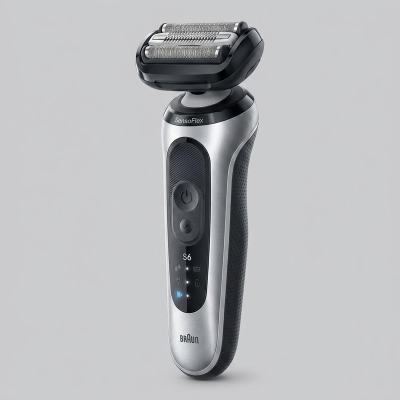 ماشین اصلاح موی صورت شارژی براون مدل series 6 62-S1000s با سر چرخان SensoFlex، فویل فوق نازک 0.058 میلی‌متری، فناوری AutoSense، ضد آب، باتری لیتیوم-یونی با شارژ سریع، نمایشگر LED و قابلیت اصلاح خشک و مرطوب