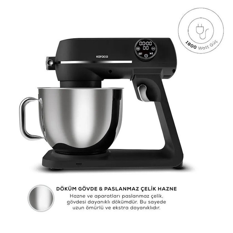 همزن کاسهدار 7 لیتری کاراجا مدل Multichef Artisan Digital Ekran Döküm 1800W