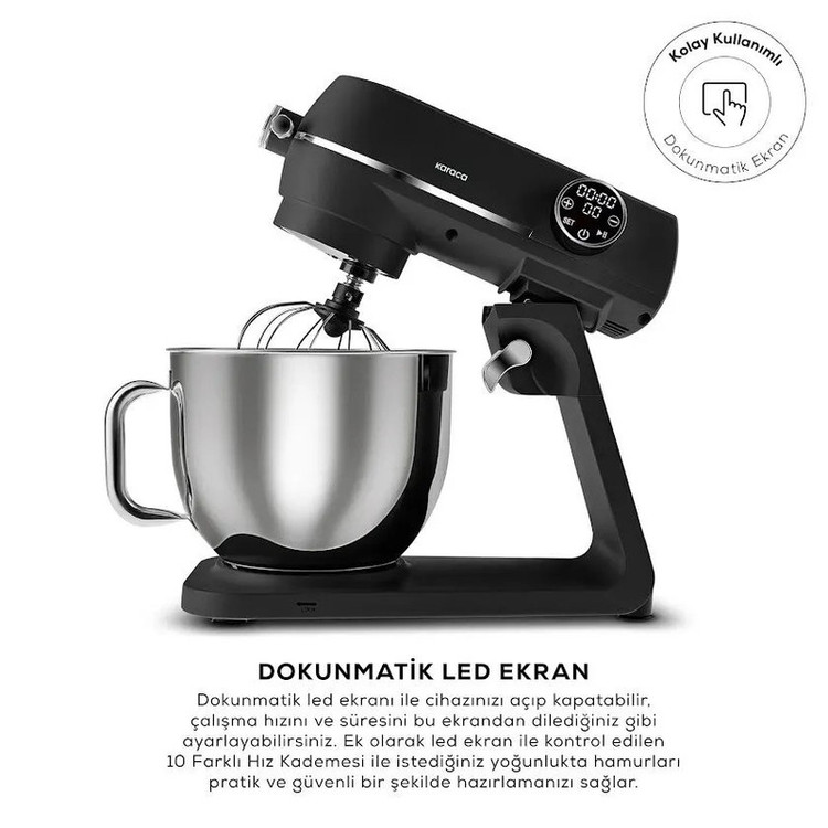 همزن کاسهدار 7 لیتری کاراجا مدل Multichef Artisan Digital Ekran Döküm 1800W