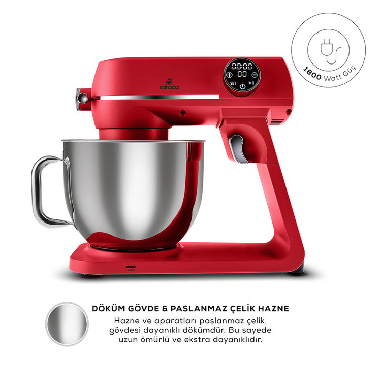 همزن کاسهدار 7 لیتری کاراجا مدل Multichef Artisan Digital Ekran Döküm 1800W