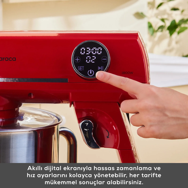 همزن کاسهدار 7 لیتری کاراجا مدل Multichef Artisan Digital Ekran Döküm 1800W