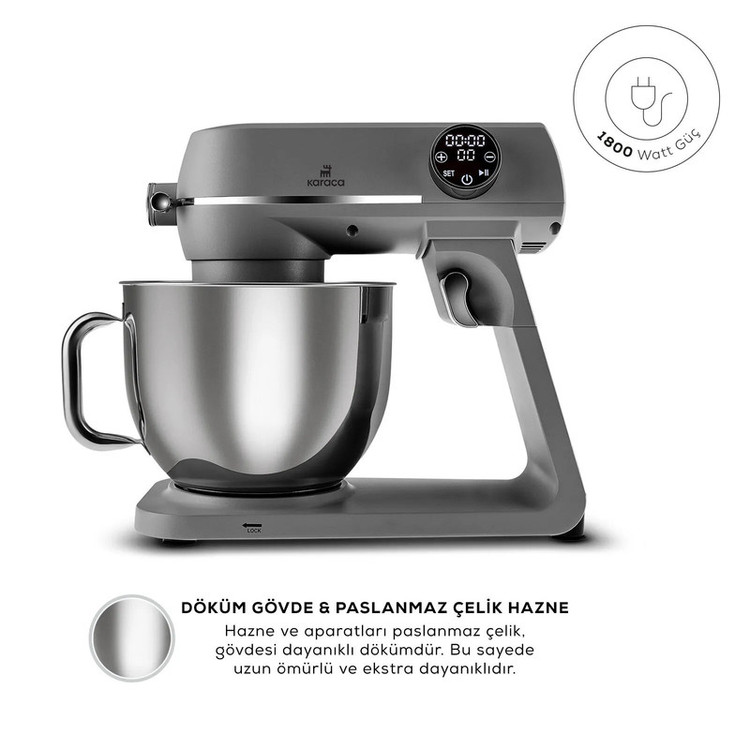 همزن کاسهدار 7 لیتری کاراجا مدل Multichef Artisan Digital Ekran Döküm 1800W