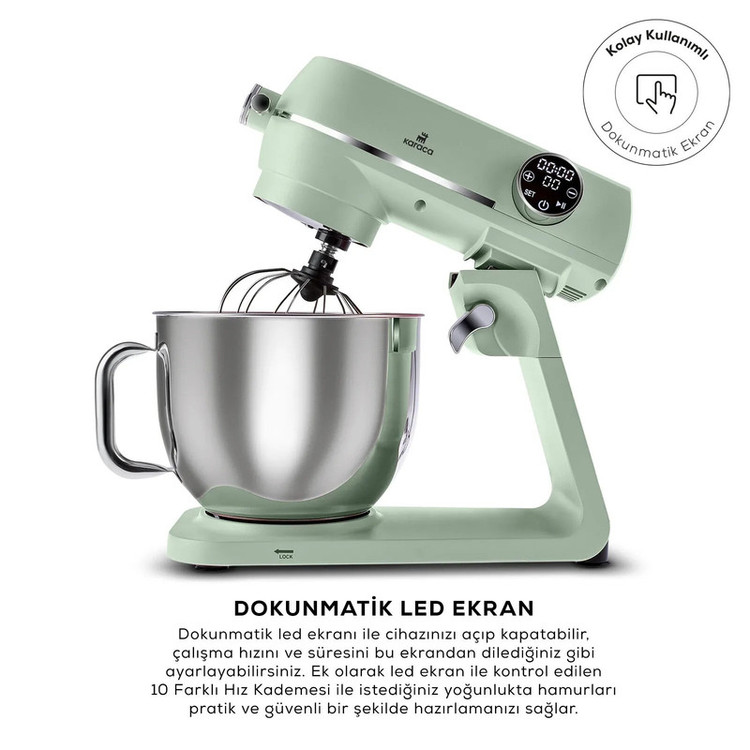 همزن کاسهدار 7 لیتری کاراجا مدل Multichef Artisan Digital Ekran Döküm 1800W