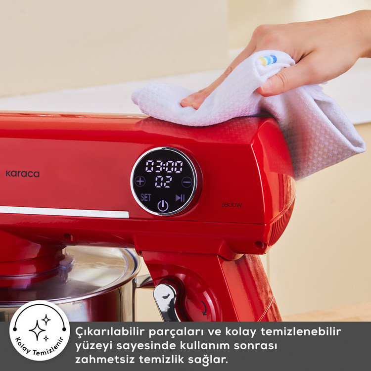 همزن کاسهدار 7 لیتری کاراجا مدل Multichef Artisan Digital Ekran Döküm 1800W