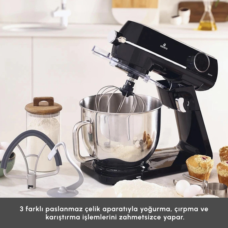 همزن کاسهدار 7 لیتری کاراجا مدل Multichef Artisan Digital Ekran Döküm 1800W