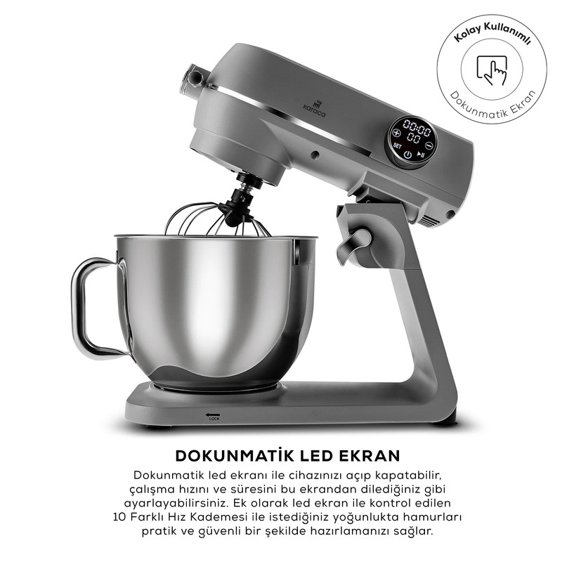 همزن کاسهدار 7 لیتری کاراجا مدل Multichef Artisan Digital Ekran Döküm 1800W