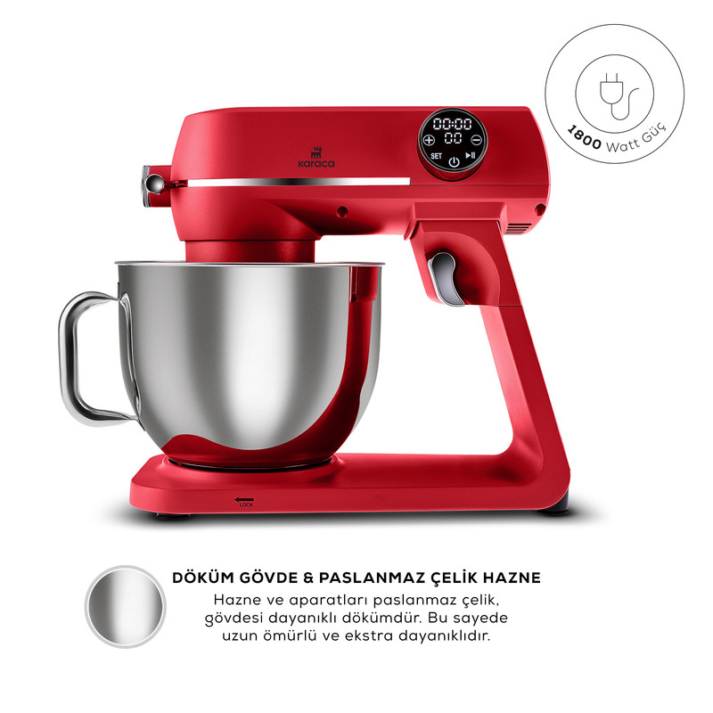 همزن کاسهدار 7 لیتری کاراجا مدل Multichef Artisan Digital Ekran Döküm 1800W