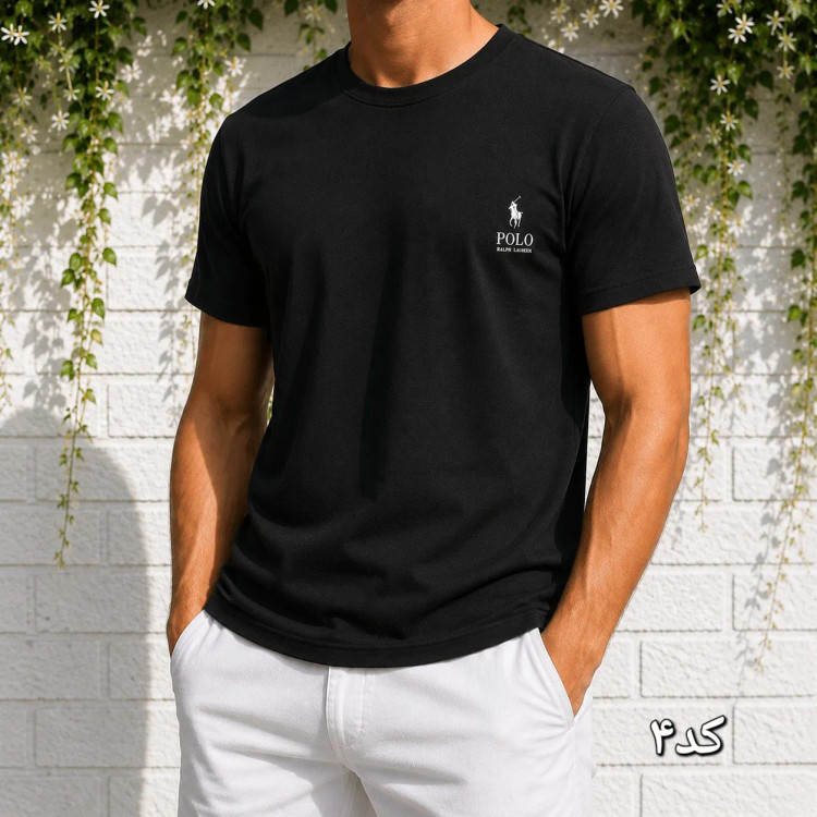 تیشرت مردانه پارچه بیسکویتی راه راه یقه گرد سایز لارج تا چهار ایکس لارج