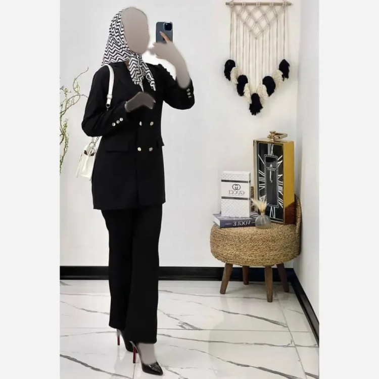 کت شلوار زنانه مازراتی درجه یک دمپا گشاد مدل نگین