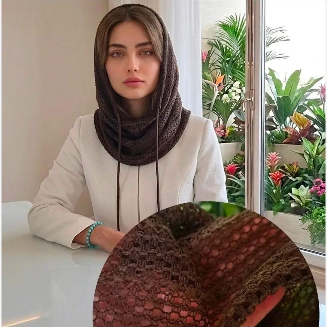 شال رینگی پاییزی بند دار مشکی سرمه ای قهوه ای سایز 50 در 80 سانتیمتر