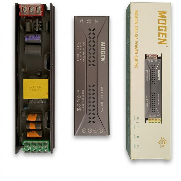 آداپتور برق ۱۲ ولت ۲۵ آمپر موگن مدل FQC-300W-12V مناسب برای لاینر و چراغ های روشنایی و دوربین