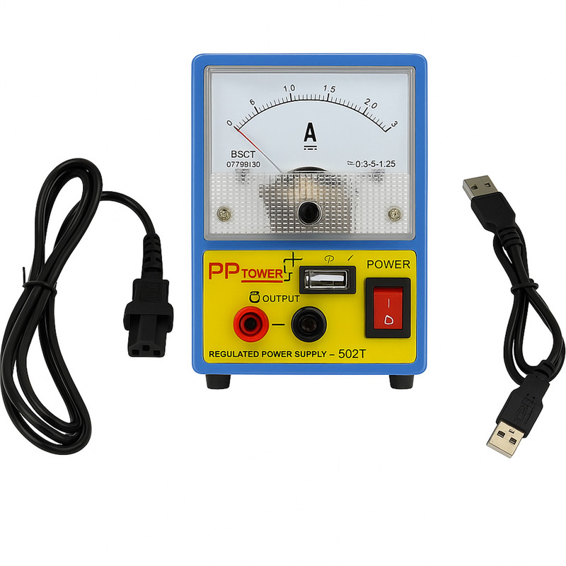 منبع تغذیه الکتریکی قابل تنظیم مدل PP Woneng 502T به همراه کابل و پورت USB