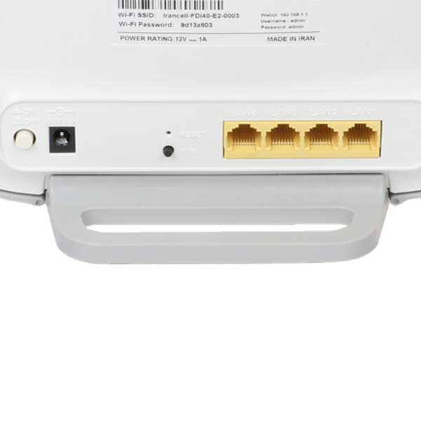 مودم سیمکارتی 4G ایرانسل مدل FDi40 E2 با سرعت دانلود 150 مگابیت بر ثانیه، پشتیبانی همزمان 32 کاربر، 4 پورت LAN، آنتن 5dBi و کلید اتصال سریع WPS