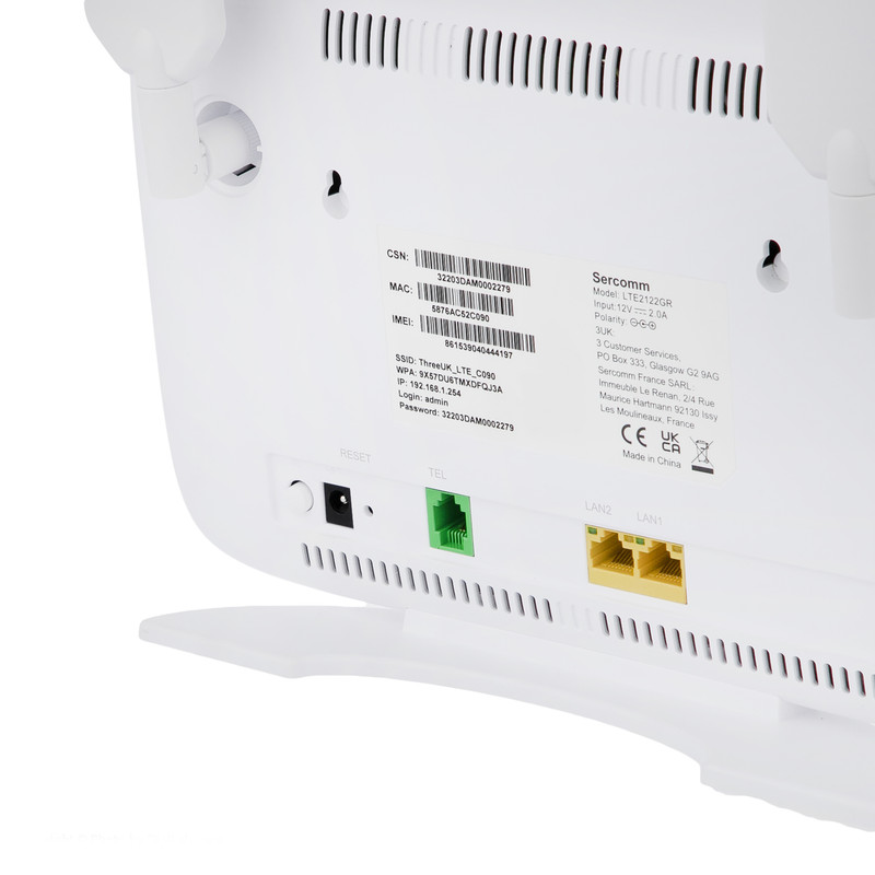 مودم رومیزی 4.5G LTE سرکام مدل LTE2122GR با پشتیبانی Cat18، سرعت دانلود 600Mbps، آپلود 100Mbps، وایفای دو بانده 2.4 و 5 گیگاهرتز، اتصال همزمان 64 دستگاه، دو آنتن تقویتکننده و دو پورت گیگابیتی LAN