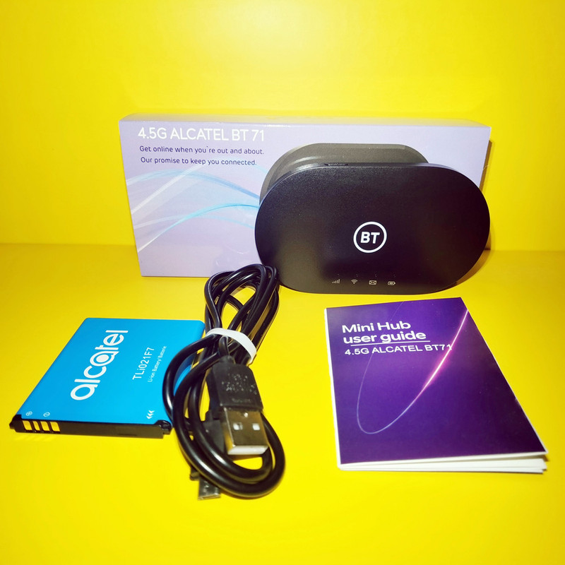 مودم 4.5G قابل حمل آلکاتل مدل BT71 با تکنولوژی Cat6 و Cat7، سرعت دانلود تا 300Mbps، پشتیبانی همزمان از 20 کاربر، وایفای دو بانده 2.4GHz و 5GHz، استاندارد IEEE 802.11b/g/n/ac، باتری با شارژدهی 7 تا 8 ساعت و قابلیت ارسال SMS