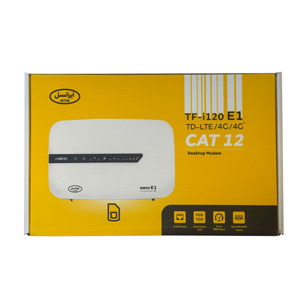 مودم TF-i120 E1 ایرانسل مدل LTE به همراه سیم کارت و300 گیگابایت اینترنت 3 ماهه داده پردازی فن آوا