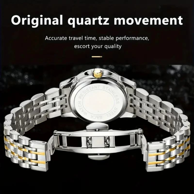 ساعت مچی عقربهای کوارتز زنانه بین باند مدل لوکس کلاسیک دی دیت بند طرح بافت قفل مخفی کد ۱۱