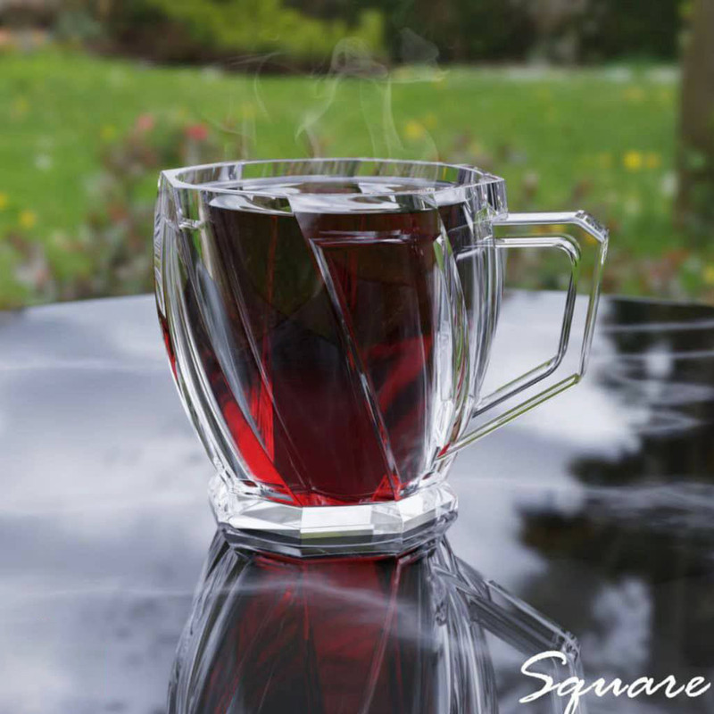 سرویس پذیرایی کریستال 25 پارچه مدل اسکوئر شامل میوهخوری، شیرینیخوری و فنجان با پایه، قندان دربدار، محصول اقتصادی ساخت ایران