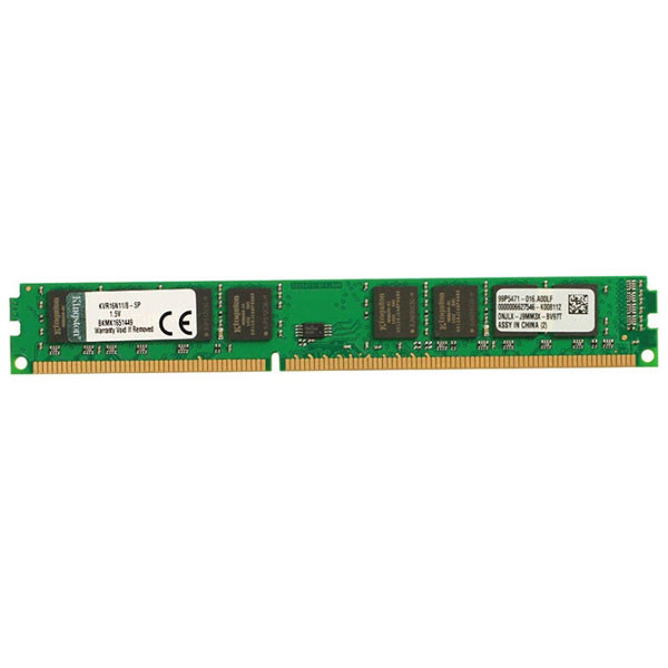 رم دسکتاپ DDR3 با ظرفیت 8 گیگابایت کینگستون مدل KVR16N11/8 PC3-12800، نوع ماژول DIMM، فرکانس 1600 مگاهرتز، تایمینگ CL11، ولتاژ کاری 1.5 ولت و 240 پین
