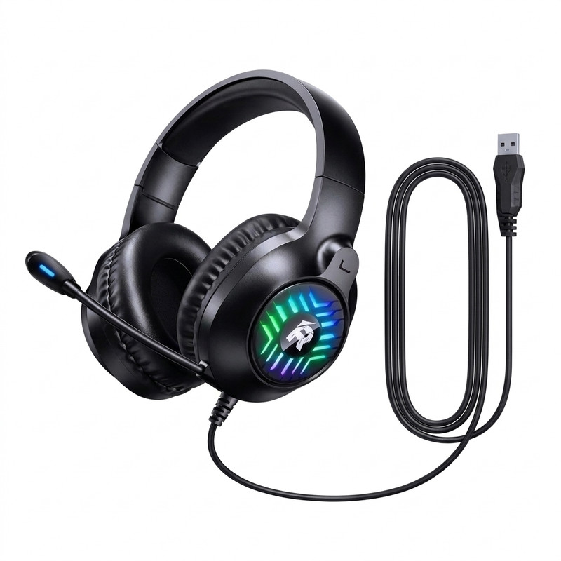 هدست مخصوص بازی رو گوشی ریمکس مدل RM705 با اتصال سیمی، دانگل USB، نویز کنسلینگ فعال، میکروفون انعطاف‌پذیر و نورپردازی RGB