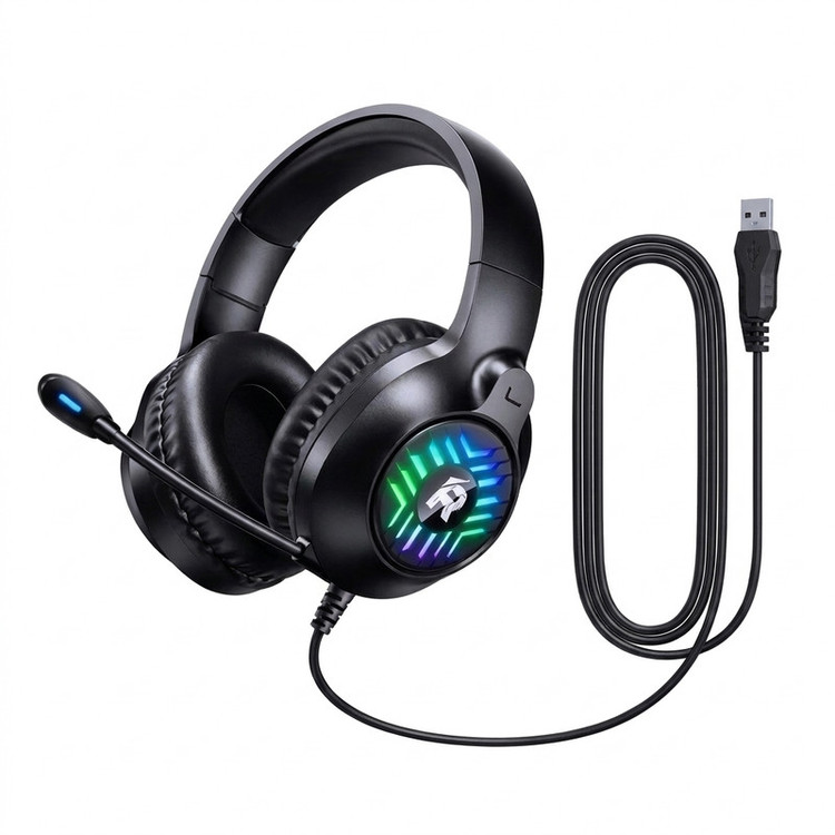 هدست مخصوص بازی رو گوشی ریمکس مدل RM705 با اتصال سیمی، دانگل USB، نویز کنسلینگ فعال، میکروفون انعطافپذیر و نورپردازی RGB