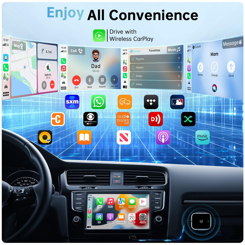 کارپلی و اندروید اتو مدلwireless Carplay/Android Auto به همراه مبدل USB به Type-C