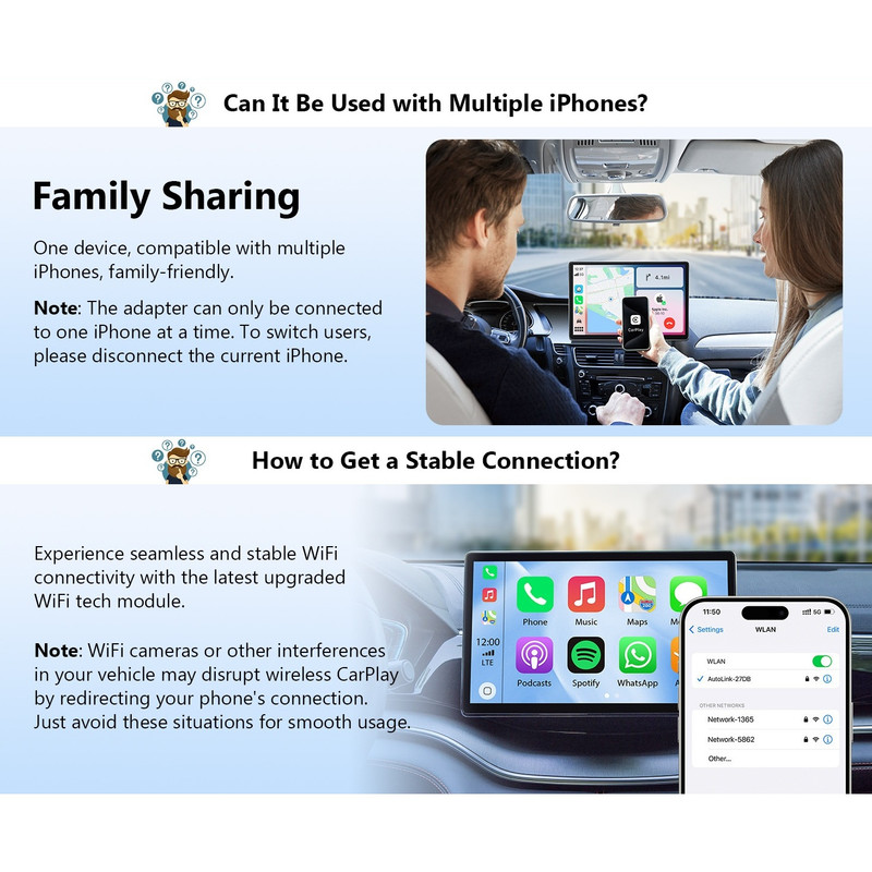 کارپلی و اندروید اتو مدلwireless Carplay/Android Auto به همراه مبدل USB به Type-C