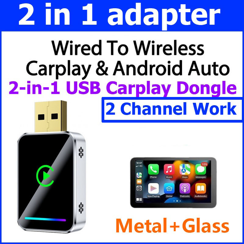 کارپلی و اندروید اتو مدل Wireless CarPlay/Android Auto Q1JS به همراه مبدل USB به USB-C