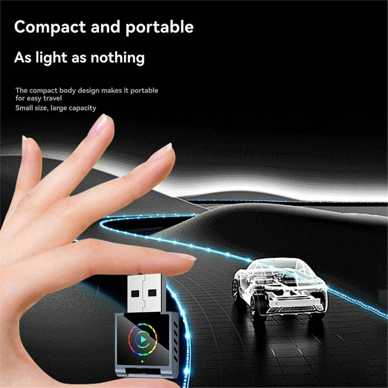 کارپلی و اندروید اتو مدل Wireless CarPlay/Android Auto Q1BD به همراه مبدل USB به USB-C