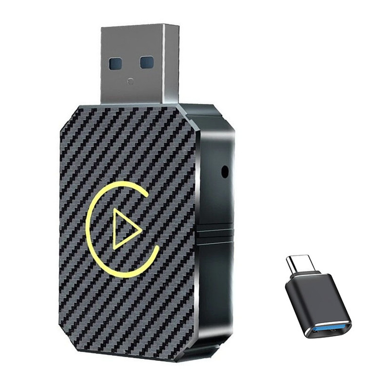 کارپلی و اندروید اتو مدل Wireless CarPlay/Android Auto Q1M به همراه مبدل USB به USB-C