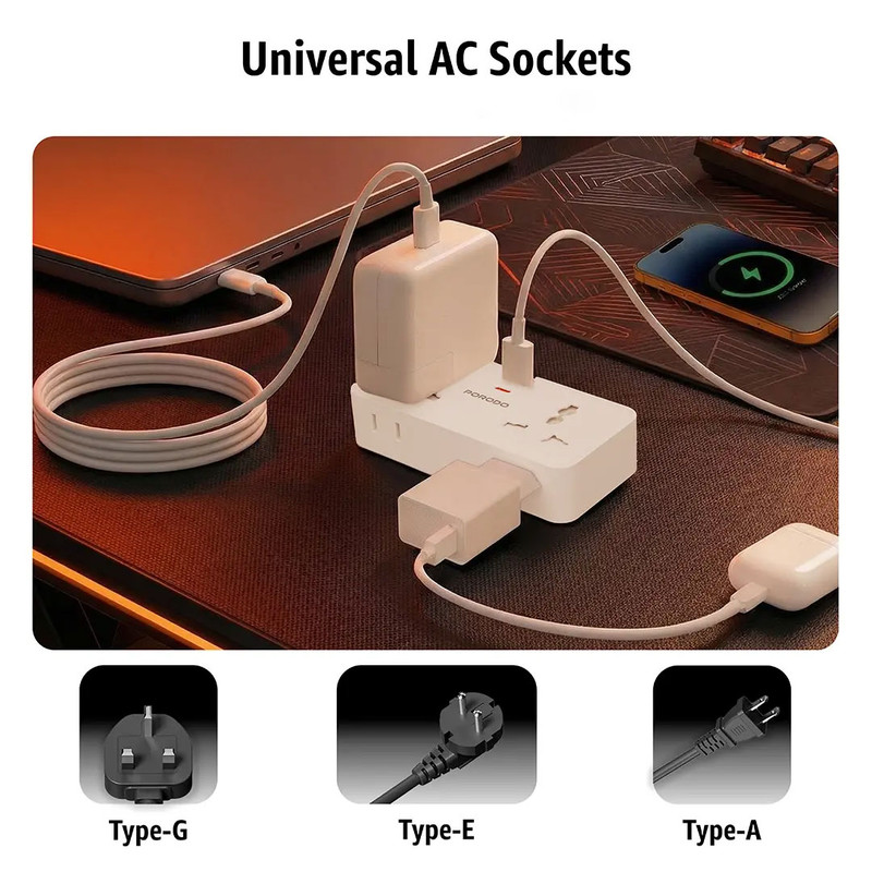 تبدیل دیواری پرودو مدل Plex 1500W Universal Adapter FWCH107
