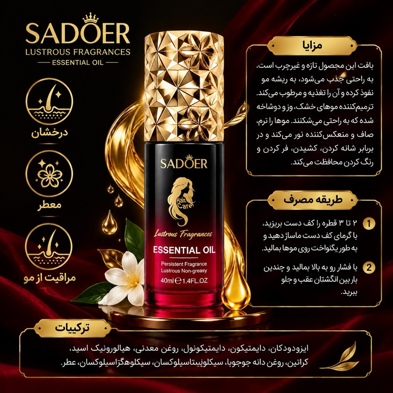 سرم نرم کننده مو سادور مدل رز حجم 40 میلی لیتر