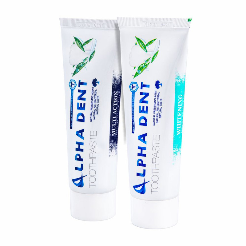 خمیر دندان آلفادنت مدل multi action and whitening حجم 75 میلی لیتر بسته 2 عددی
