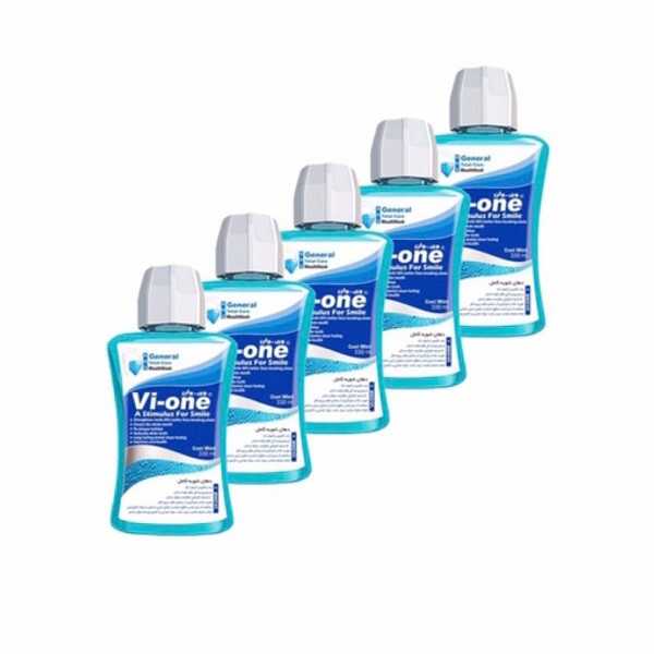 دهان شویه وی وان مدل Cool Mint حجم 330 میلی لیتر مجموعه 5 عددی