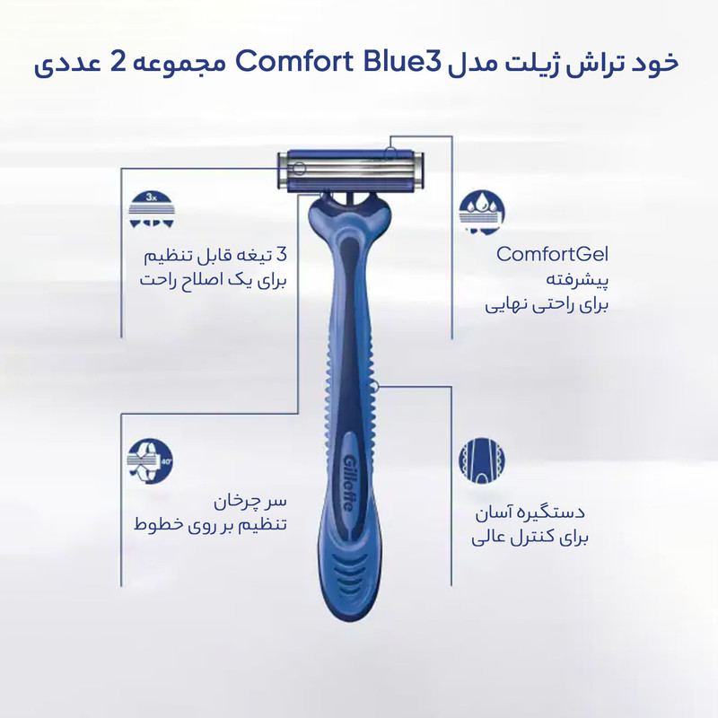 خود تراش ژیلت مدل Blue3 مجموعه 2 عددی