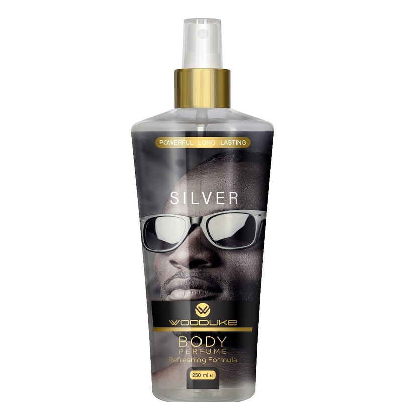 بادی اسپلش مردانه وودلایک مدل SILVER حجم 250 میلی لیتر