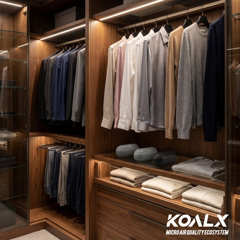 بوگیر و خوشبوکننده کمد لباس کوال ایکس مدل CLOSET TRIPLE ECOSYSTEM رایحه تروپیکال میوه های استوایی حجم 450 میلی لیتر بسته 3 عددی