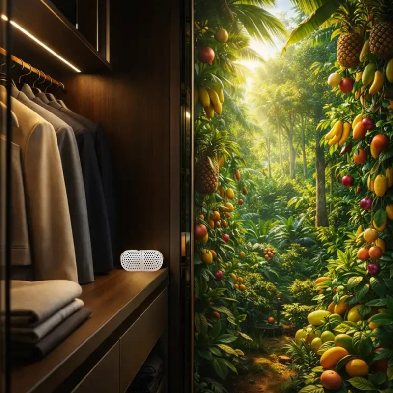 بوگیر و خوشبوکننده کمد لباس کوال ایکس مدل CLOSET TRIPLE ECOSYSTEM رایحه تروپیکال میوه های استوایی حجم 450 میلی لیتر بسته 3 عددی
