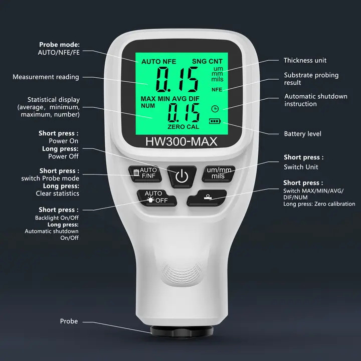 ضخامت سنج رنگ خودرو مدل HW300-MAX