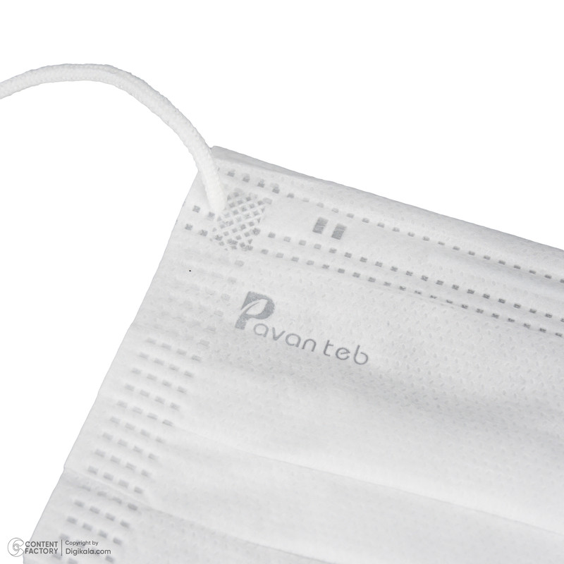 ماسک تنفسی پاوان طب مدل سه لایه پزشکی کد 001 بسته 40 عددی