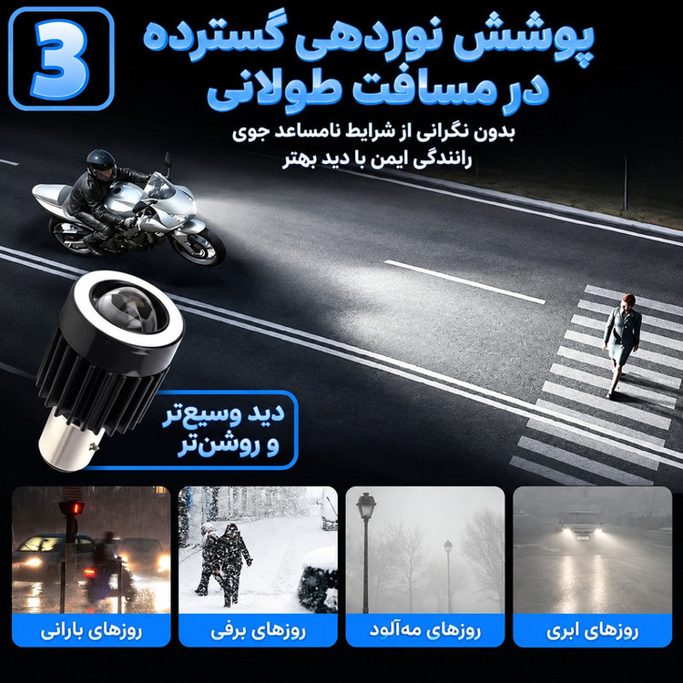 چراغ جلو هدلایت موتور سیکلت مدل دیلایت دار کد BA20D