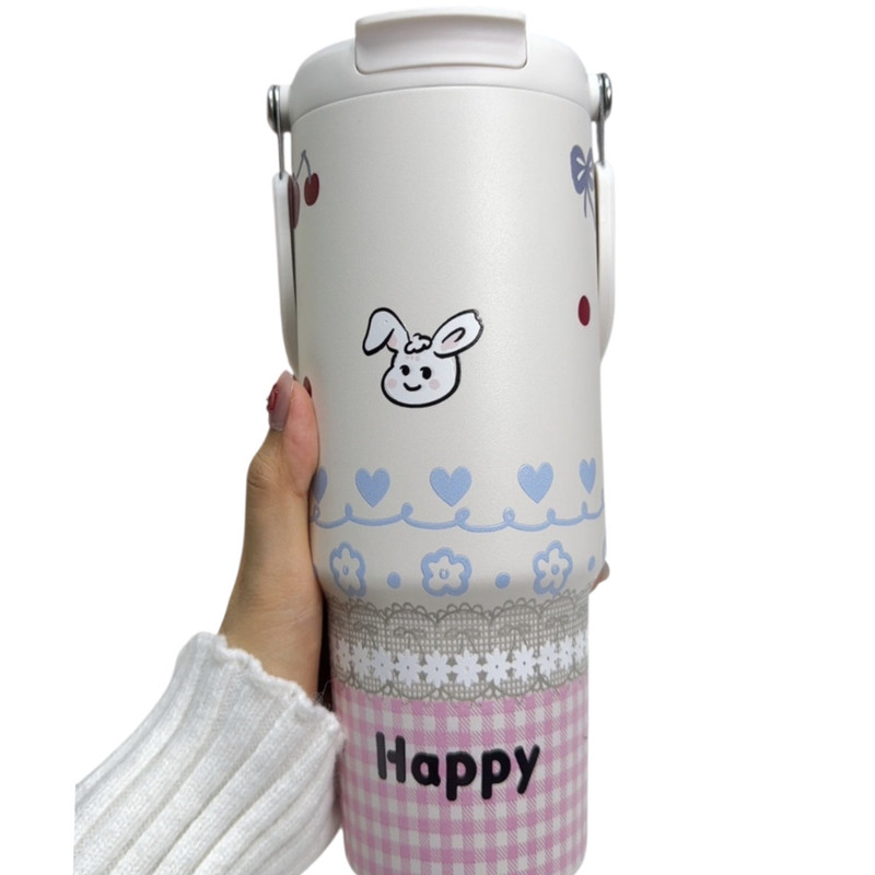 تراول ماگ مدل Happy با جنس استیل 316 و قابلیت حفظ دما تا ۱۰ ساعت، ظرفیت 0.9 لیتر