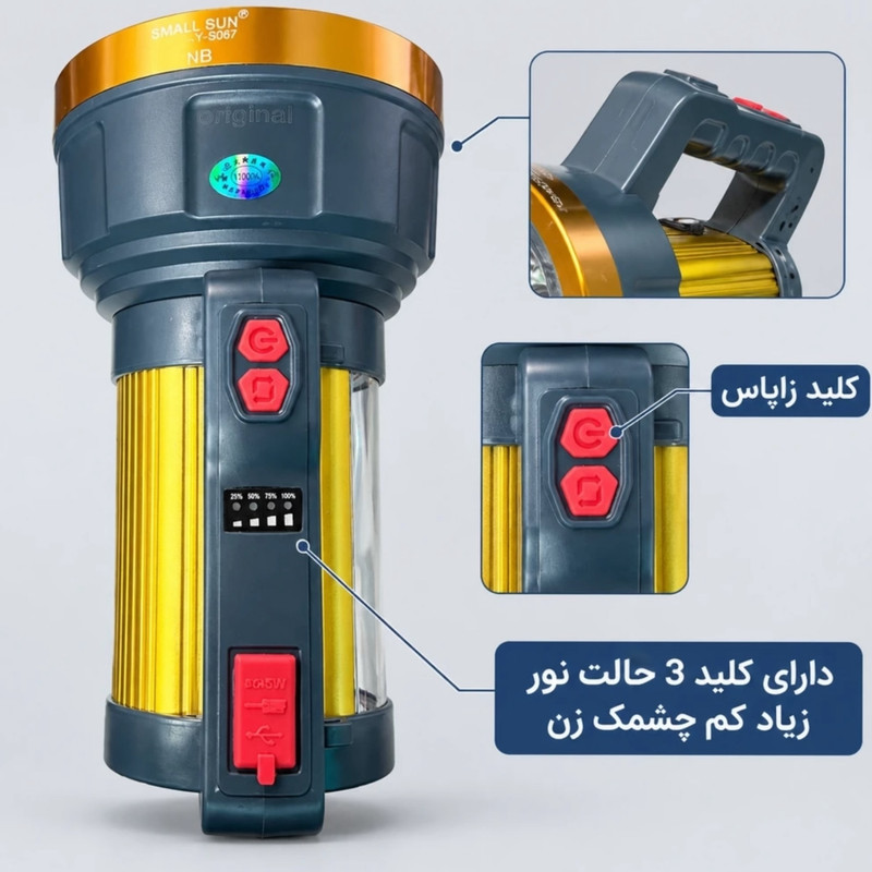 نورافکن دستی اسمال سان مدل کیف دار ZY-S067 با نور مهتابی