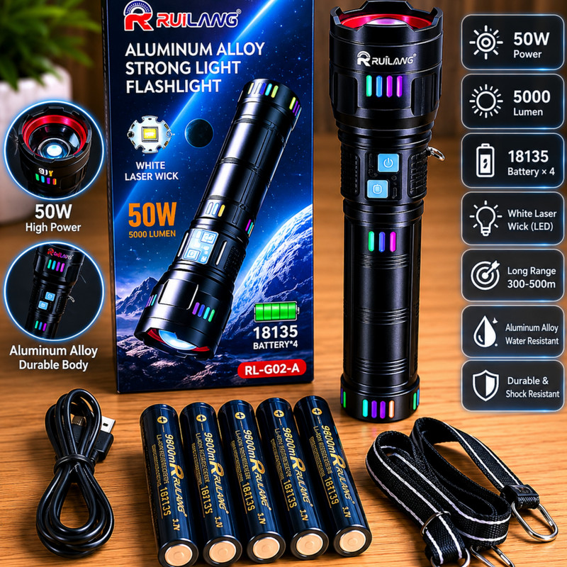 چراغ قوه دستی روی لانگ مل RL-G02-A با نور مهتابی